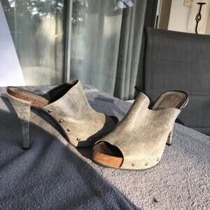 Donald Pliner Ginet - 60 Distressed Metallic Silver Mule Sandal size 9 High Heel